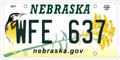 NE license plate WFE637