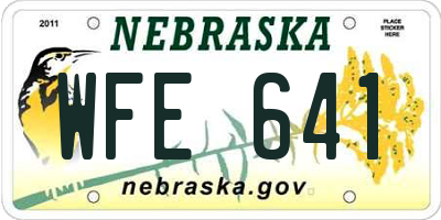 NE license plate WFE641