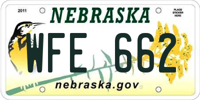 NE license plate WFE662