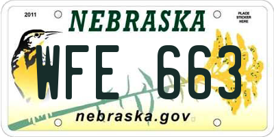 NE license plate WFE663