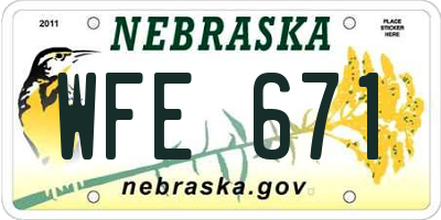 NE license plate WFE671