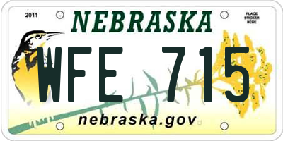 NE license plate WFE715