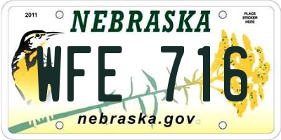 NE license plate WFE716
