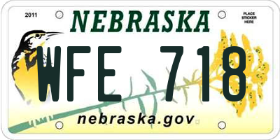 NE license plate WFE718
