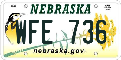 NE license plate WFE736