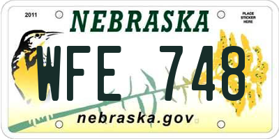 NE license plate WFE748