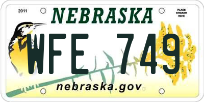NE license plate WFE749