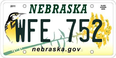 NE license plate WFE752