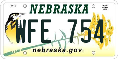 NE license plate WFE754