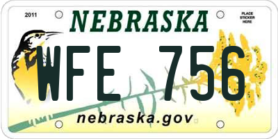 NE license plate WFE756