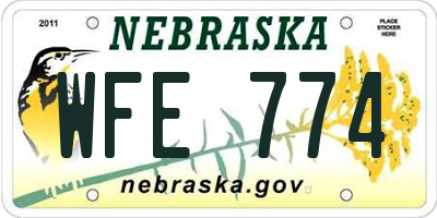 NE license plate WFE774