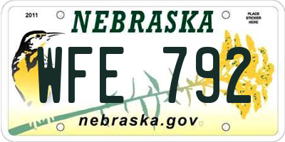 NE license plate WFE792