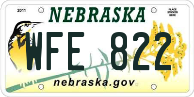 NE license plate WFE822