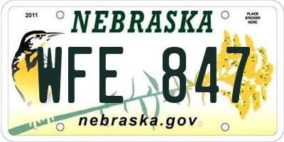 NE license plate WFE847