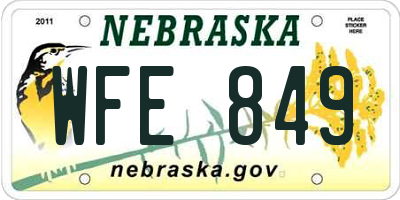 NE license plate WFE849