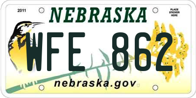 NE license plate WFE862