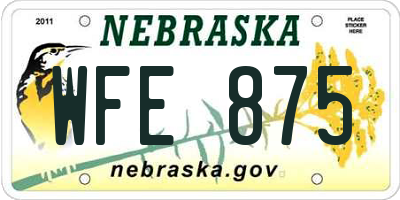 NE license plate WFE875
