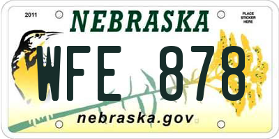 NE license plate WFE878