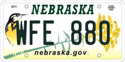 NE license plate WFE880