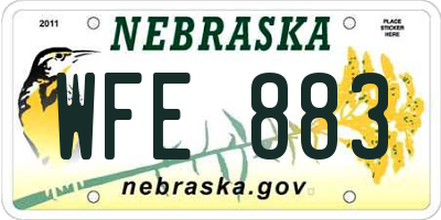 NE license plate WFE883