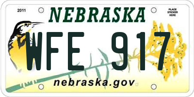 NE license plate WFE917