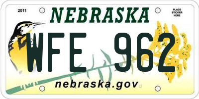 NE license plate WFE962