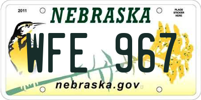NE license plate WFE967