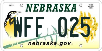 NE license plate WFF025