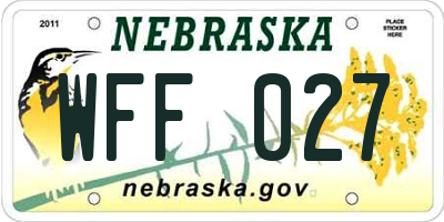 NE license plate WFF027