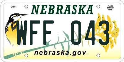NE license plate WFF043