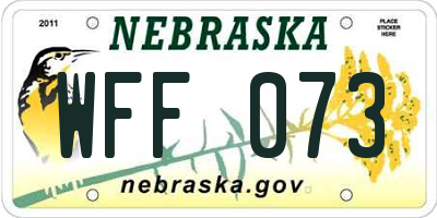 NE license plate WFF073