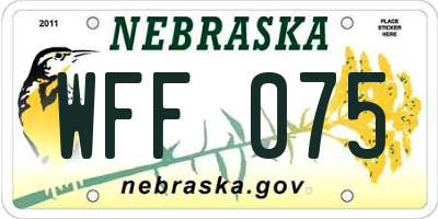 NE license plate WFF075