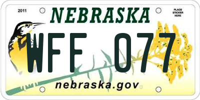 NE license plate WFF077