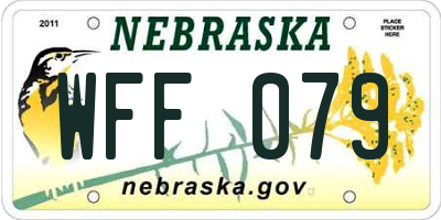 NE license plate WFF079