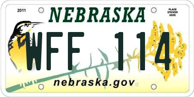 NE license plate WFF114