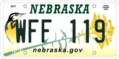 NE license plate WFF119