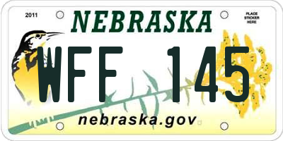 NE license plate WFF145