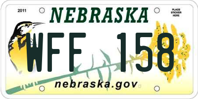 NE license plate WFF158