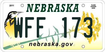 NE license plate WFF173