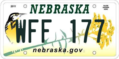 NE license plate WFF177