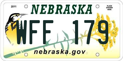 NE license plate WFF179