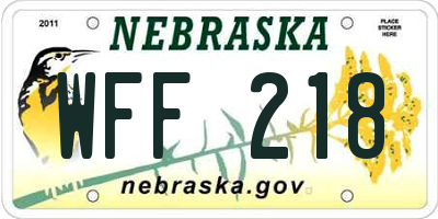 NE license plate WFF218