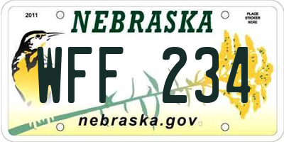NE license plate WFF234
