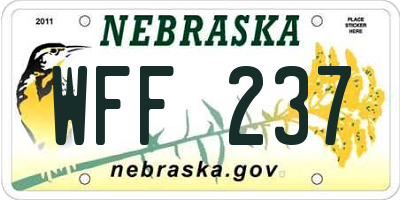 NE license plate WFF237