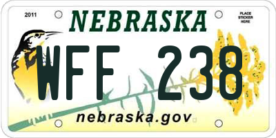 NE license plate WFF238