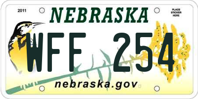 NE license plate WFF254