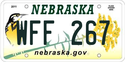 NE license plate WFF267