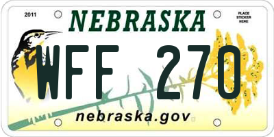 NE license plate WFF270