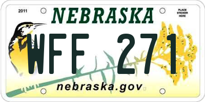 NE license plate WFF271