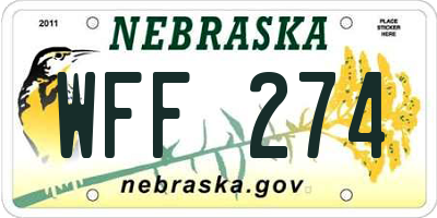 NE license plate WFF274